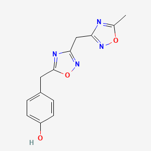 molecular formula C13H12N4O3 B7666847 4-[[3-[(5-Methyl-1,2,4-oxadiazol-3-yl)methyl]-1,2,4-oxadiazol-5-yl]methyl]phenol 