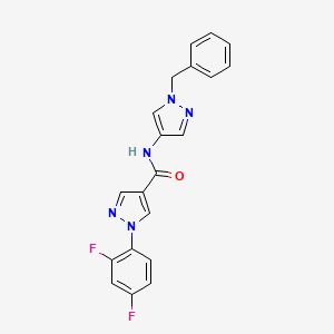 molecular formula C20H15F2N5O B7666882 N-(1-benzylpyrazol-4-yl)-1-(2,4-difluorophenyl)pyrazole-4-carboxamide 