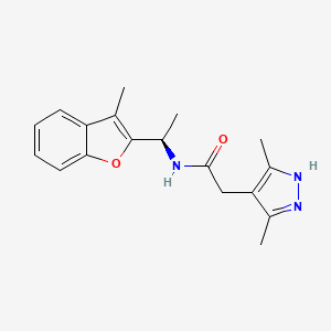 2-(3,5-dimethyl-1H-pyrazol-4-yl)-N-[(1R)-1-(3-methyl-1-benzofuran-2-yl)ethyl]acetamide