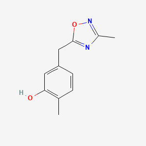 molecular formula C11H12N2O2 B7666896 2-Methyl-5-[(3-methyl-1,2,4-oxadiazol-5-yl)methyl]phenol 