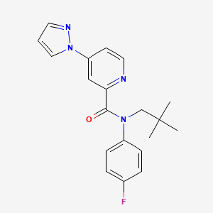 molecular formula C20H21FN4O B7666905 N-(2,2-dimethylpropyl)-N-(4-fluorophenyl)-4-pyrazol-1-ylpyridine-2-carboxamide 