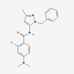 N-(2-benzyl-5-methylpyrazol-3-yl)-4-(dimethylamino)-2-fluorobenzamide