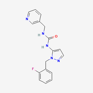 molecular formula C17H16FN5O B7666920 1-[2-[(2-Fluorophenyl)methyl]pyrazol-3-yl]-3-(pyridin-3-ylmethyl)urea 