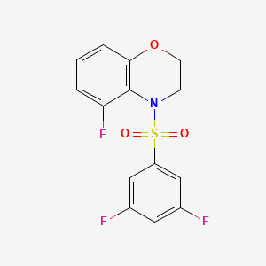 molecular formula C14H10F3NO3S B7667010 4-(3,5-Difluorophenyl)sulfonyl-5-fluoro-2,3-dihydro-1,4-benzoxazine 