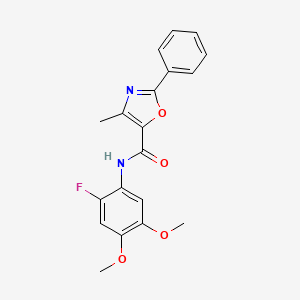 molecular formula C19H17FN2O4 B7667068 N-(2-fluoro-4,5-dimethoxyphenyl)-4-methyl-2-phenyl-1,3-oxazole-5-carboxamide 