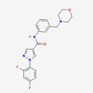 molecular formula C21H20F2N4O2 B7667134 1-(2,4-difluorophenyl)-N-[3-(morpholin-4-ylmethyl)phenyl]pyrazole-4-carboxamide 