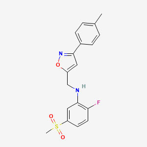 2-fluoro-N-[[3-(4-methylphenyl)-1,2-oxazol-5-yl]methyl]-5-methylsulfonylaniline