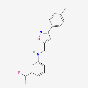 molecular formula C18H16F2N2O B7667172 3-(difluoromethyl)-N-[[3-(4-methylphenyl)-1,2-oxazol-5-yl]methyl]aniline 