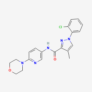 molecular formula C20H20ClN5O2 B7667178 1-(2-chlorophenyl)-4-methyl-N-(6-morpholin-4-ylpyridin-3-yl)pyrazole-3-carboxamide 