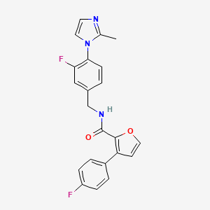 molecular formula C22H17F2N3O2 B7667193 N-[[3-fluoro-4-(2-methylimidazol-1-yl)phenyl]methyl]-3-(4-fluorophenyl)furan-2-carboxamide 