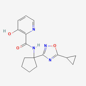 molecular formula C16H18N4O3 B7667210 N-[1-(5-cyclopropyl-1,2,4-oxadiazol-3-yl)cyclopentyl]-3-hydroxypyridine-2-carboxamide 