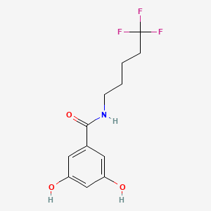 molecular formula C12H14F3NO3 B7667213 3,5-dihydroxy-N-(5,5,5-trifluoropentyl)benzamide 