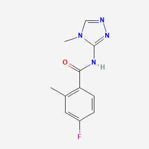 molecular formula C11H11FN4O B7667230 4-fluoro-2-methyl-N-(4-methyl-1,2,4-triazol-3-yl)benzamide 