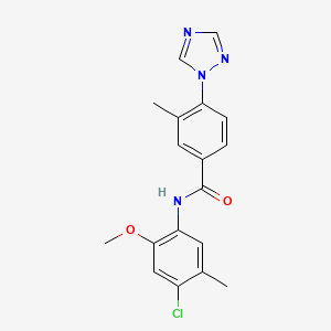 molecular formula C18H17ClN4O2 B7667323 N-(4-chloro-2-methoxy-5-methylphenyl)-3-methyl-4-(1,2,4-triazol-1-yl)benzamide 