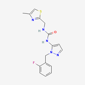 1-[2-[(2-Fluorophenyl)methyl]pyrazol-3-yl]-3-[(4-methyl-1,3-thiazol-2-yl)methyl]urea