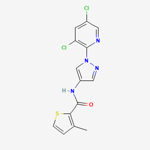 molecular formula C14H10Cl2N4OS B7667356 N-[1-(3,5-dichloropyridin-2-yl)pyrazol-4-yl]-3-methylthiophene-2-carboxamide 