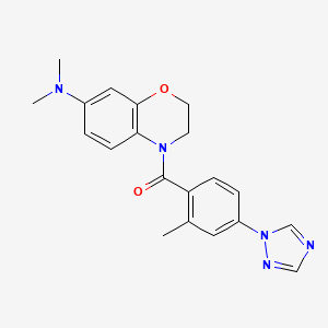 molecular formula C20H21N5O2 B7667453 [7-(Dimethylamino)-2,3-dihydro-1,4-benzoxazin-4-yl]-[2-methyl-4-(1,2,4-triazol-1-yl)phenyl]methanone 