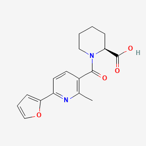 molecular formula C17H18N2O4 B7667505 (2S)-1-[6-(furan-2-yl)-2-methylpyridine-3-carbonyl]piperidine-2-carboxylic acid 