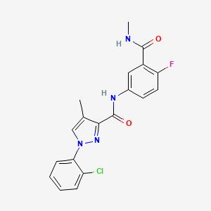 molecular formula C19H16ClFN4O2 B7667540 1-(2-chlorophenyl)-N-[4-fluoro-3-(methylcarbamoyl)phenyl]-4-methylpyrazole-3-carboxamide 