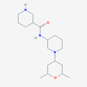 molecular formula C18H33N3O2 B7667610 N-[1-(2,6-dimethyloxan-4-yl)piperidin-3-yl]piperidine-3-carboxamide 