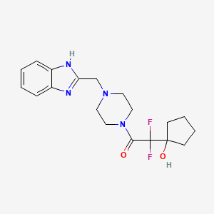 molecular formula C19H24F2N4O2 B7667643 1-[4-(1H-benzimidazol-2-ylmethyl)piperazin-1-yl]-2,2-difluoro-2-(1-hydroxycyclopentyl)ethanone 