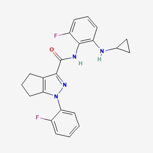 molecular formula C22H20F2N4O B7667660 N-[2-(cyclopropylamino)-6-fluorophenyl]-1-(2-fluorophenyl)-5,6-dihydro-4H-cyclopenta[c]pyrazole-3-carboxamide 