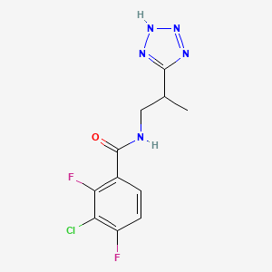 molecular formula C11H10ClF2N5O B7667754 3-chloro-2,4-difluoro-N-[2-(2H-tetrazol-5-yl)propyl]benzamide 