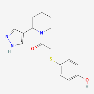 2-(4-hydroxyphenyl)sulfanyl-1-[2-(1H-pyrazol-4-yl)piperidin-1-yl]ethanone