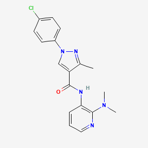 molecular formula C18H18ClN5O B7667763 1-(4-chlorophenyl)-N-[2-(dimethylamino)pyridin-3-yl]-3-methylpyrazole-4-carboxamide 