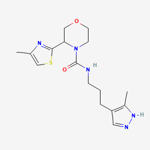 molecular formula C16H23N5O2S B7667772 N-[3-(5-methyl-1H-pyrazol-4-yl)propyl]-3-(4-methyl-1,3-thiazol-2-yl)morpholine-4-carboxamide 