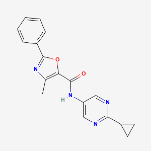 molecular formula C18H16N4O2 B7667784 N-(2-cyclopropylpyrimidin-5-yl)-4-methyl-2-phenyl-1,3-oxazole-5-carboxamide 