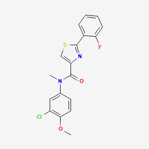 N-(3-chloro-4-methoxyphenyl)-2-(2-fluorophenyl)-N-methyl-1,3-thiazole-4-carboxamide