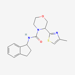 molecular formula C18H21N3O2S B7667794 N-(2,3-dihydro-1H-inden-1-yl)-3-(4-methyl-1,3-thiazol-2-yl)morpholine-4-carboxamide 