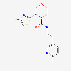 molecular formula C17H22N4O2S B7667813 N-[2-(6-methylpyridin-3-yl)ethyl]-3-(4-methyl-1,3-thiazol-2-yl)morpholine-4-carboxamide 