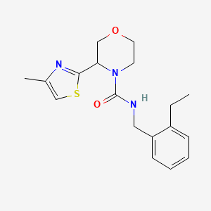 molecular formula C18H23N3O2S B7667821 N-[(2-ethylphenyl)methyl]-3-(4-methyl-1,3-thiazol-2-yl)morpholine-4-carboxamide 