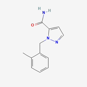 molecular formula C12H13N3O B7667828 2-[(2-Methylphenyl)methyl]pyrazole-3-carboxamide 