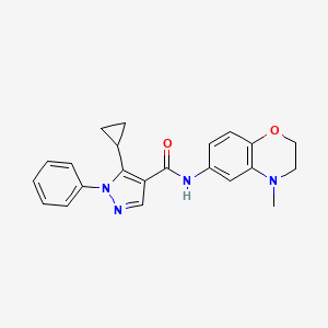 molecular formula C22H22N4O2 B7667842 5-cyclopropyl-N-(4-methyl-2,3-dihydro-1,4-benzoxazin-6-yl)-1-phenylpyrazole-4-carboxamide 