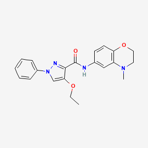 molecular formula C21H22N4O3 B7667914 4-ethoxy-N-(4-methyl-2,3-dihydro-1,4-benzoxazin-6-yl)-1-phenylpyrazole-3-carboxamide 