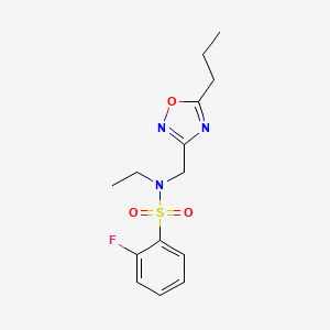 N-ethyl-2-fluoro-N-[(5-propyl-1,2,4-oxadiazol-3-yl)methyl]benzenesulfonamide