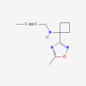 molecular formula C11H15N3O B7667950 N-but-2-ynyl-1-(5-methyl-1,2,4-oxadiazol-3-yl)cyclobutan-1-amine 