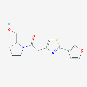 molecular formula C14H16N2O3S B7667953 2-[2-(Furan-3-yl)-1,3-thiazol-4-yl]-1-[2-(hydroxymethyl)pyrrolidin-1-yl]ethanone 