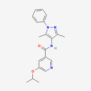 molecular formula C20H22N4O2 B7668022 N-(3,5-dimethyl-1-phenylpyrazol-4-yl)-5-propan-2-yloxypyridine-3-carboxamide 