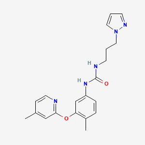 molecular formula C20H23N5O2 B7668045 1-[4-Methyl-3-(4-methylpyridin-2-yl)oxyphenyl]-3-(3-pyrazol-1-ylpropyl)urea 