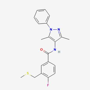 N-(3,5-dimethyl-1-phenylpyrazol-4-yl)-4-fluoro-3-(methylsulfanylmethyl)benzamide