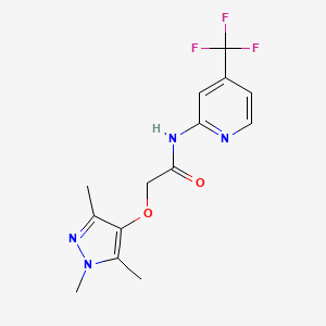 molecular formula C14H15F3N4O2 B7668081 N-[4-(trifluoromethyl)pyridin-2-yl]-2-(1,3,5-trimethylpyrazol-4-yl)oxyacetamide 