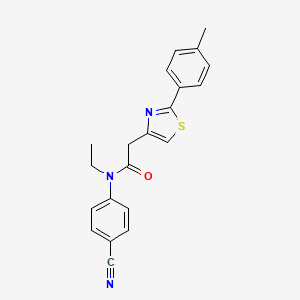 molecular formula C21H19N3OS B7668085 N-(4-cyanophenyl)-N-ethyl-2-[2-(4-methylphenyl)-1,3-thiazol-4-yl]acetamide 