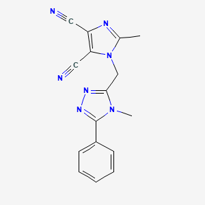 molecular formula C16H13N7 B7668118 2-Methyl-1-[(4-methyl-5-phenyl-1,2,4-triazol-3-yl)methyl]imidazole-4,5-dicarbonitrile 