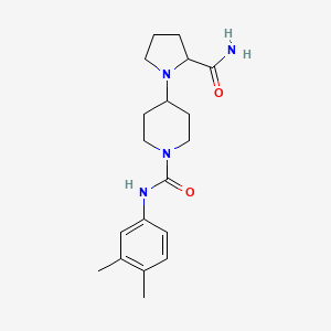 molecular formula C19H28N4O2 B7668122 4-(2-carbamoylpyrrolidin-1-yl)-N-(3,4-dimethylphenyl)piperidine-1-carboxamide 