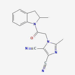 molecular formula C17H15N5O B7668155 2-Methyl-1-[2-(2-methyl-2,3-dihydroindol-1-yl)-2-oxoethyl]imidazole-4,5-dicarbonitrile 