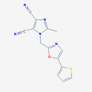 molecular formula C14H9N5OS B7668165 2-Methyl-1-[(5-thiophen-2-yl-1,3-oxazol-2-yl)methyl]imidazole-4,5-dicarbonitrile 